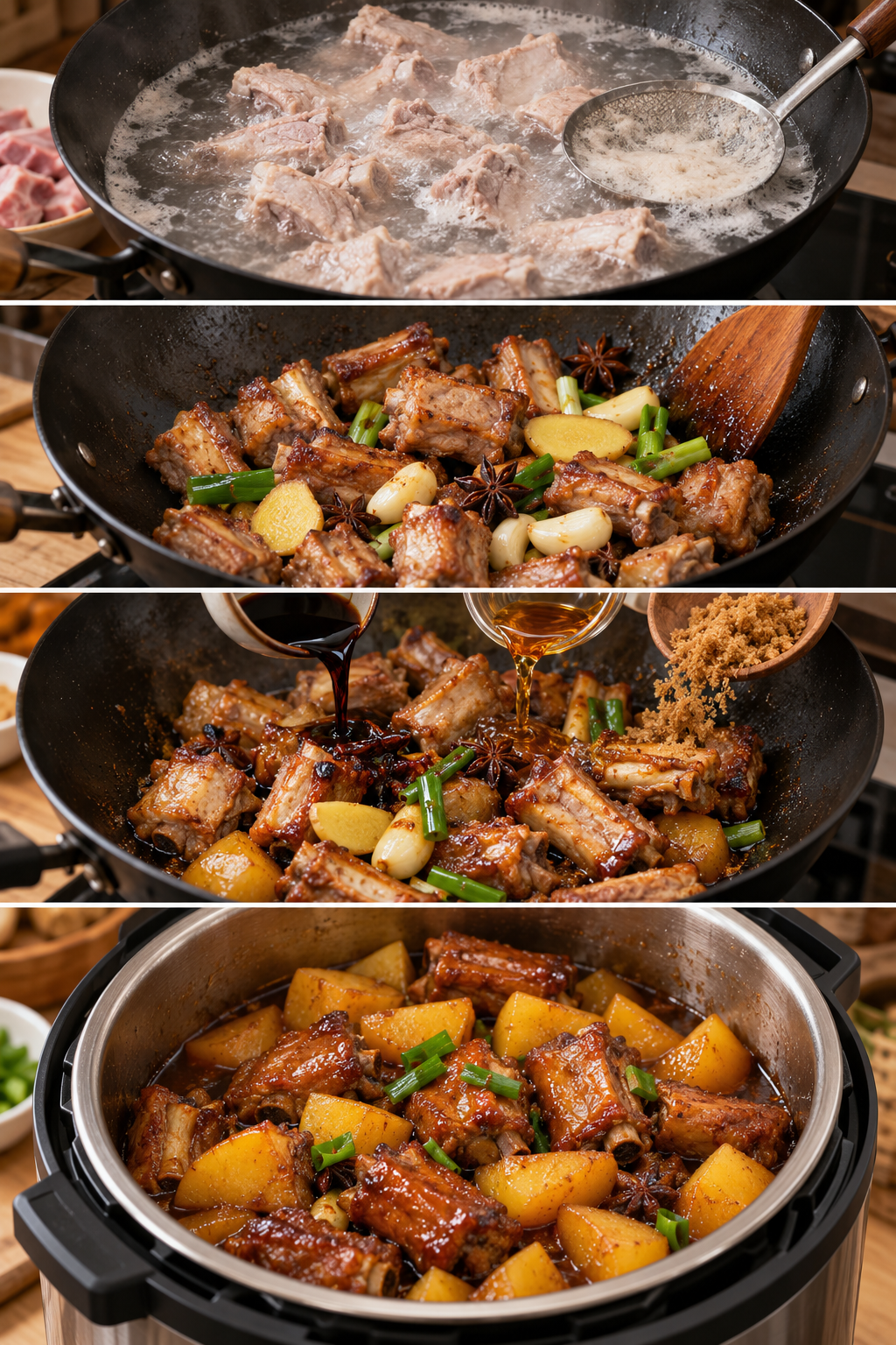 Braised Pork Ribs with Potatoes – Pressure Cooker (高壓鍋紅燒排骨土豆)